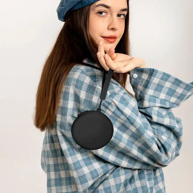Alt view image 5 of 7 - Silicone Bag Suitable for AirPods Charging Case Cover Holder, Headphone Case Tech Pouch Organizer for Accessories with Cable Management, Earbud Case & Coin Purse for Travel, Black