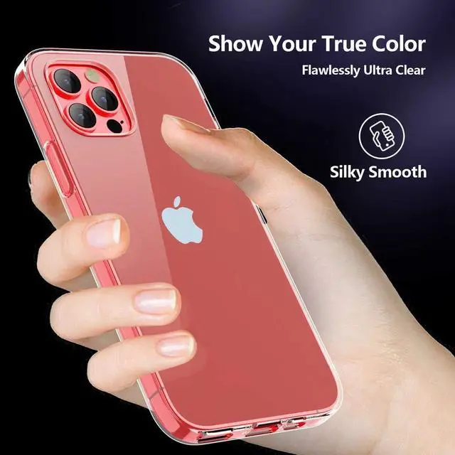 Alt view image 2 of 7 - Clear Case for iPhone 12, Slim Thin Soft Skin Silicone Flexible TPU Rubber Gel Lightweight Shockproof Anti-Scratch Protective Case Cover for iPhone 12 Pro,Crystal Clear
