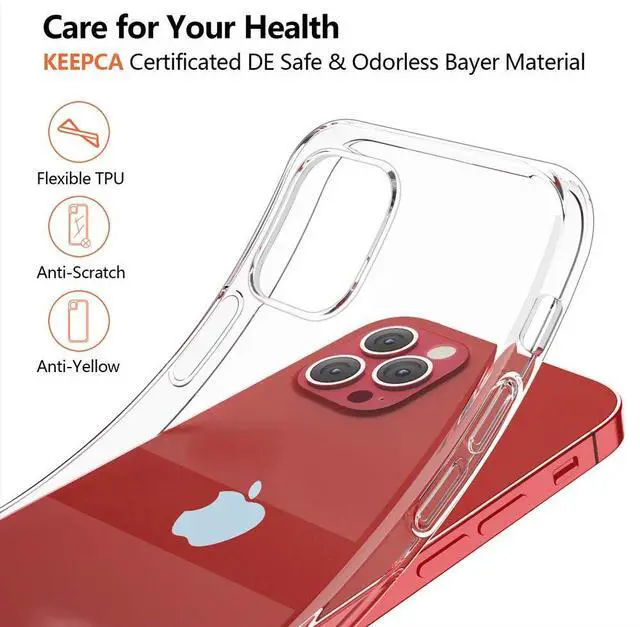 Alt view image 6 of 7 - Clear Case for iPhone 12, Slim Thin Soft Skin Silicone Flexible TPU Rubber Gel Lightweight Shockproof Anti-Scratch Protective Case Cover for iPhone 12 Pro,Crystal Clear