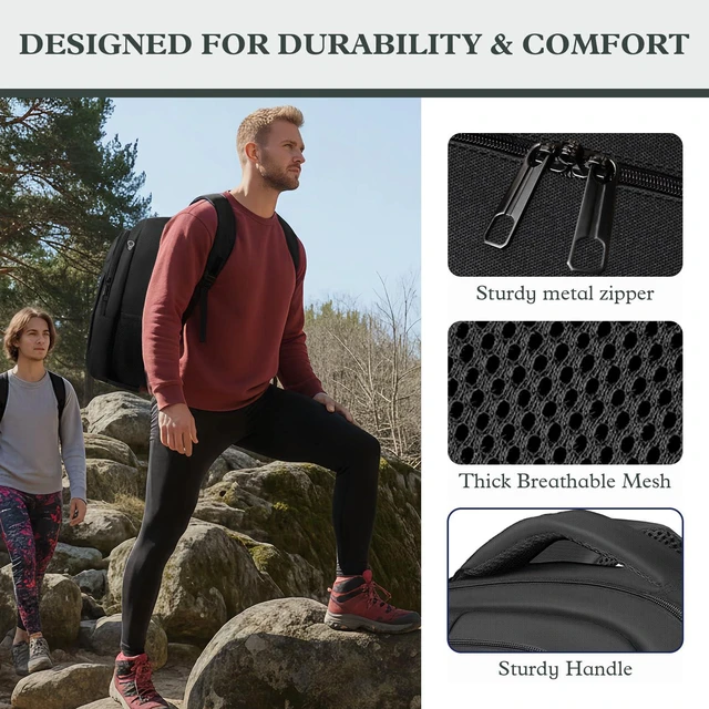 Alt view image 4 of 7 - 17" Travel Laptop Backpack, Airline Approved Computer Bag, Black | Padded Laptop Compartment, Water-Resistant, Anti-Theft Pocket, Luggage Strap, 40L Storage for Work Travel College