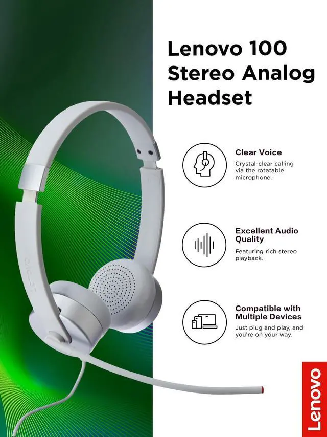 Alt view image 3 of 7 - 100 Stereo Analog Headset, 3.5mm, 180° Boom Microphone, Memory-Foam Earcups, GXD1B60597, Cloud Grey