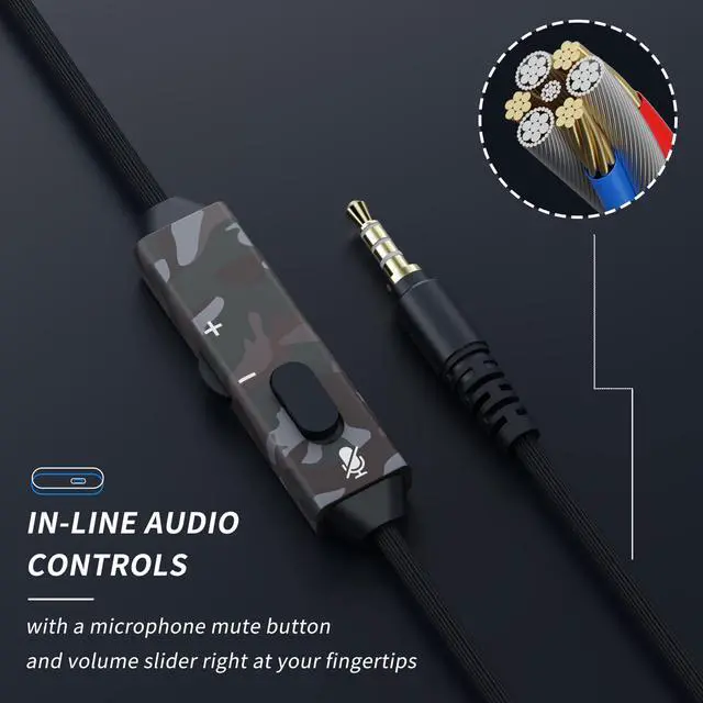 Alt view image 5 of 7 - Gaming Headset with Mic for PS4 PS5 Xbox Series X|S Xbox 1 PC NS, Wired Gaming Headphones with Microphone for PS 4|5 Xbox1