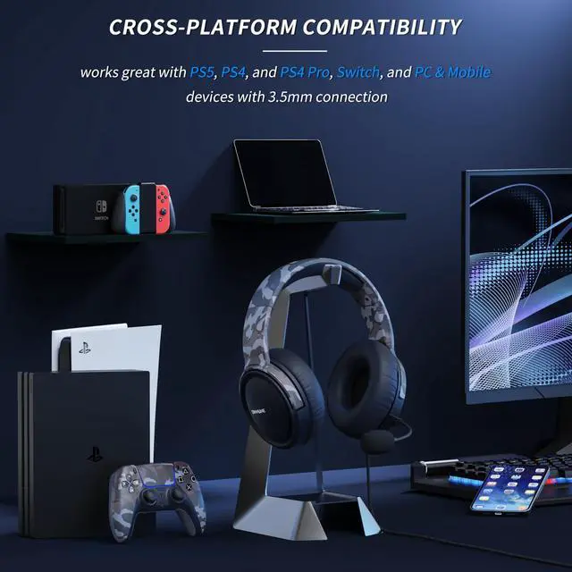 Alt view image 6 of 7 - Gaming Headset with Mic for PS4 PS5 Xbox Series X|S Xbox 1 PC NS, Wired Gaming Headphones with Microphone for PS 4|5 Xbox1