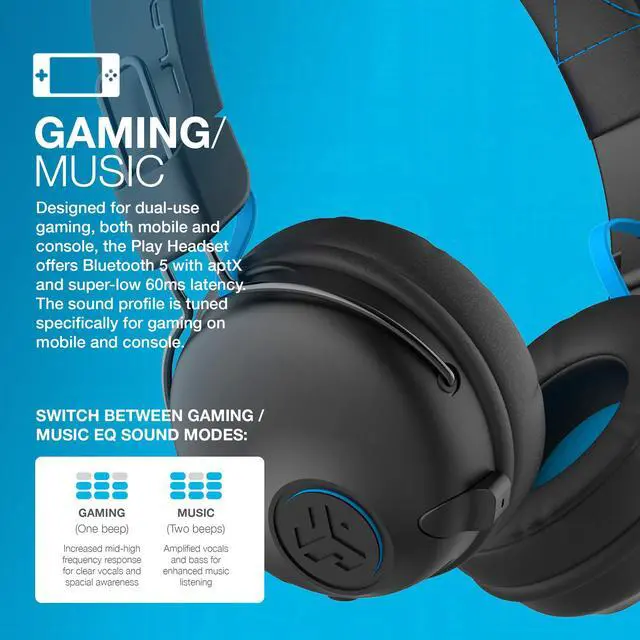 Alt view image 4 of 6 - Play Gaming Wireless Headset with Retractable Boom mic, AUX Cord, Console Compatible, Black