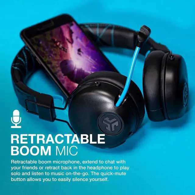 Alt view image 5 of 6 - Play Gaming Wireless Headset with Retractable Boom mic, AUX Cord, Console Compatible, Black