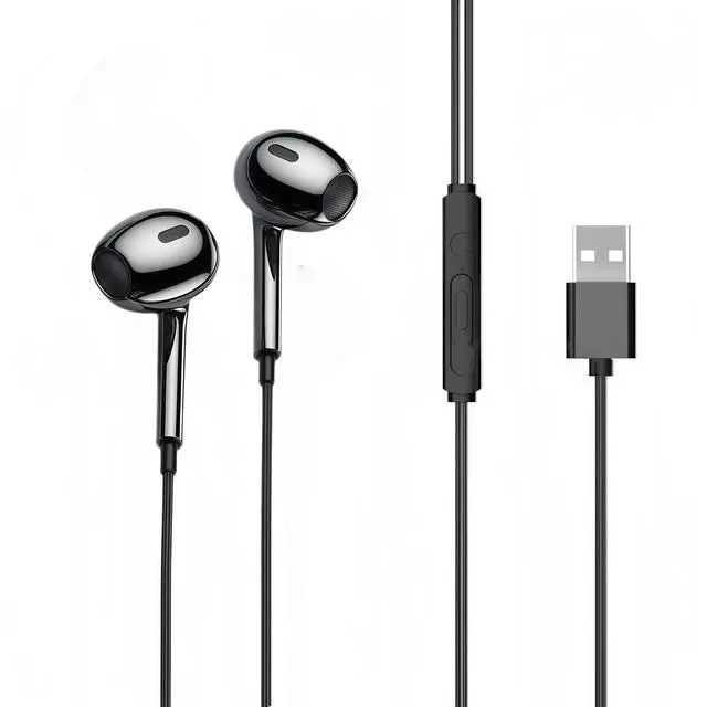 Main image of USB Headset with Microphone for PC Laptop, USB Earbuds with Mute Volume Control Stereo Bass for PC Desktop Dell HP Acer Laptop Meetings/Music,School,Black 8.2Ft(2.5M)