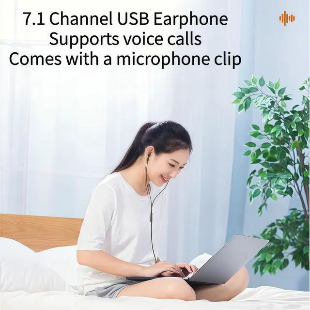 Alt view image 6 of 6 - USB Headset with Microphone for PC Laptop, USB Earbuds with Mute Volume Control Stereo Bass for PC Desktop Dell HP Acer Laptop Meetings/Music,School,Black 8.2Ft(2.5M)