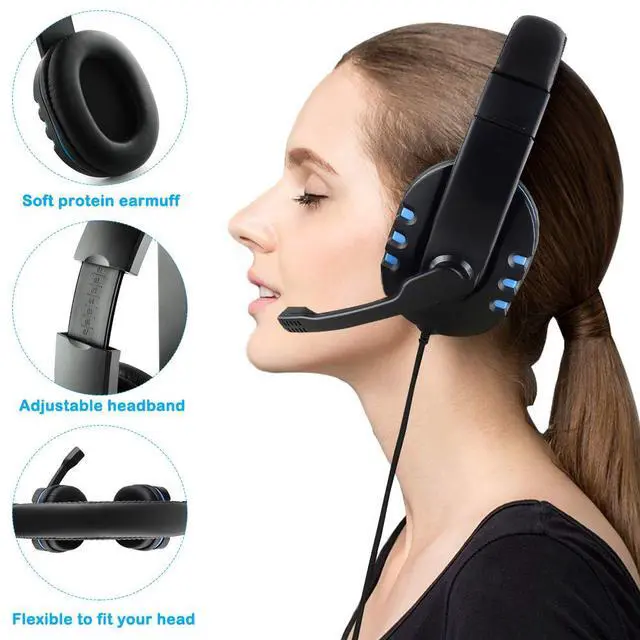 Alt view image 5 of 7 - 3.5mm Gaming Headset, Over Ear Noise Isolating Headphone with Mic and Volume Control,Compatible with Laptop, PC, PS4, Xbox One Controller, Bonus with Extra 3.5mm Adapter