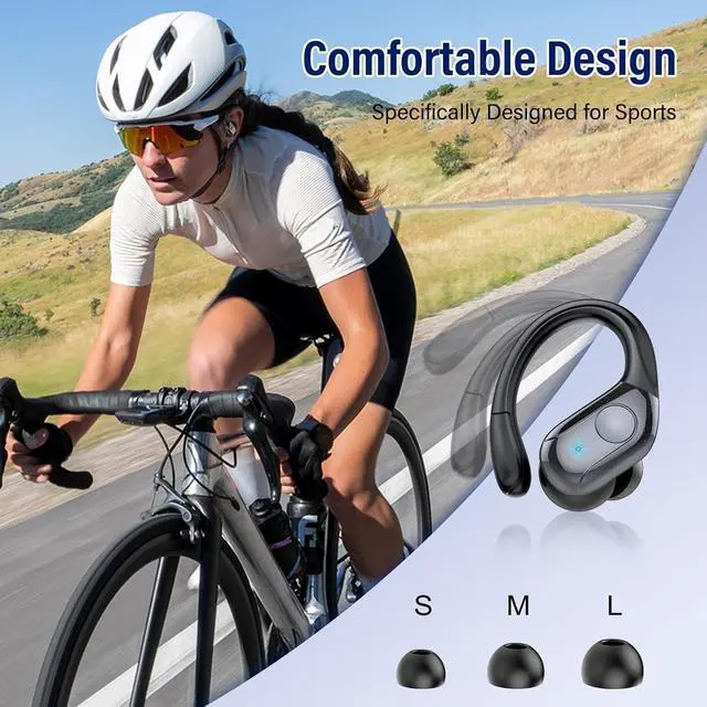 Alt view image 6 of 7 - Wireless Earbuds Bluetooth 5.4 Headphones 75H Stereo Deep Bass Sports Over Ear Buds with Earhooks, LED Display Bluetooth Earbuds with 4 ENC Mic, IP7 Waterproof Earphone for Running