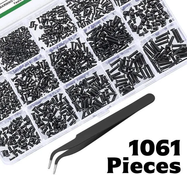 Alt view image 4 of 7 - 1060 Pcs Small Laptop Screws Kit, Micro Flat Head Phillips Countersunk Bolts, Replacement Computer Screws Assortment Kit for Electronic SSD Hard Disk PC Screw, M1.4 M1.7 M2 M2.5, with Tweezers
