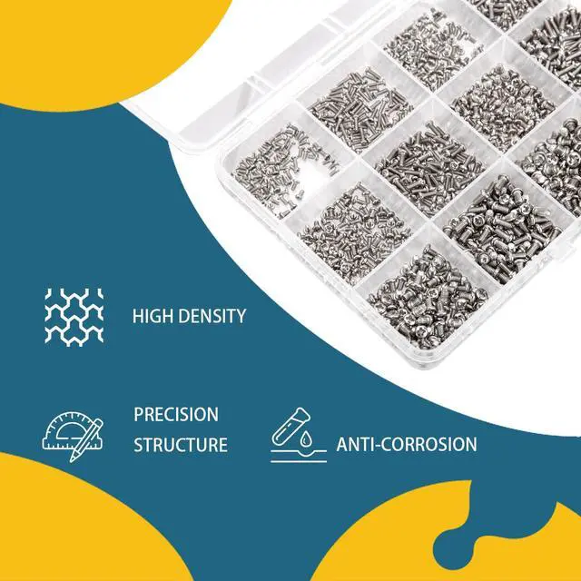 Alt view image 5 of 7 - 1140 Pcs Tiny Screws for Electronics, M1.4 M1.6 M1.7 M2 M2.5 M3 Round Head Mini Screws, Replacement Computer, Small Machine Assortment Kit (1140)