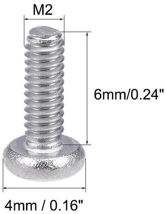 Alt view image 3 of 5 - M2x6mm Machine Screws Pan Phillips Cross Head Screw 304 Stainless Steel Fasteners Bolts 100Pcs