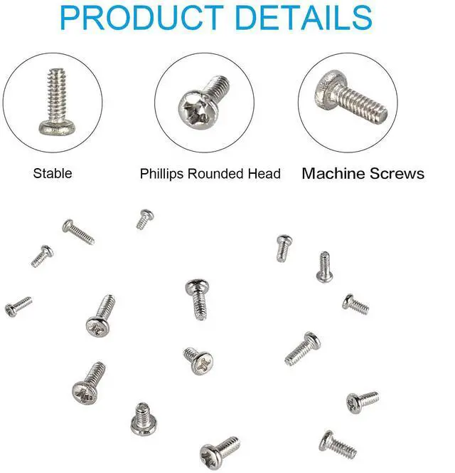 Alt view image 5 of 7 - 800pcs Tiny Screws for Electronics, M1/M1.2/M1.4/M1.6/M1.7 Very Small Phillips Pan Head Machine Screws, Micro screws, Mini Screws Assortment Kit for Electronic Repair,Nickel-Plated Carbon Steel