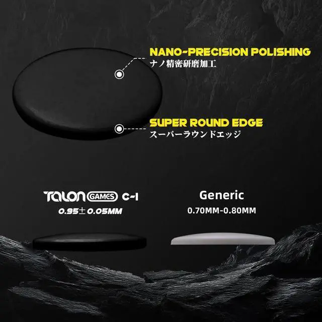 Alt view image 4 of 7 - Mouse Skates for Glass Mousepads | High-Density UHMW-PE | Universal Round Dots 6.5mm 40pcs | Ultra-Control Glide | High Wear Resistance | Silent Design | Rounded Polished (C-1 Black)
