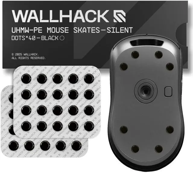 Main image of UHMW-PE Dot Silent Mouse Skates | Premium Universal Skates for Gaming Mice | Ultra-Smooth Glide on Cloth & Glass Pads | Customize Speed & Control | Fast, Easy to Apply | Black 7mm x 7mm