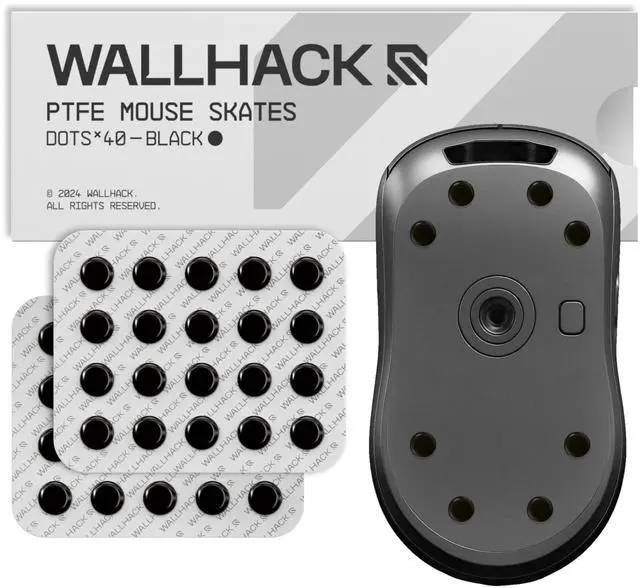 Main image of PTFE Dot Mouse Skates | Premium Universal Skates for Gaming Mice | Ultra-Smooth Glide on Cloth & Glass Pads | Customize Speed & Control | Fast, Easy to Apply | Black 7mm x 7mm