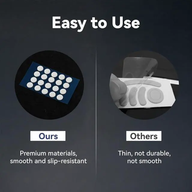 Alt view image 6 of 7 - Speed Mouse Skates, 80 PCS 7 X 7mm PTFE Dot Mouses Skates Universal Smooth Mouse Skate for Cloth Mouses Pads & Glass Mousepads Quiet Use, Customize Speed & Control Abrasion Resistance