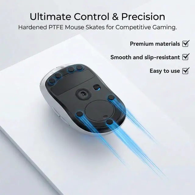 Alt view image 4 of 7 - Speed Mouse Skates, 80 PCS 7 X 7mm PTFE Dot Mouses Skates Universal Smooth Mouse Skate for Cloth Mouses Pads & Glass Mousepads Quiet Use, Customize Speed & Control Abrasion Resistance