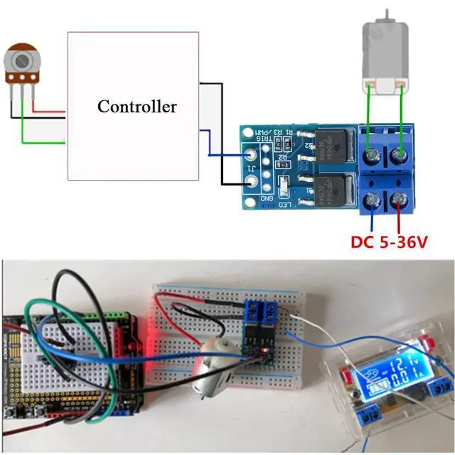 Alt view image 5 of 7 - 5PCS DC 5V-36V 15A(Max 30A) 400W Dual High-Power MOSFET Trigger Switch Drive Module 0-20KHz PWM Adjustment Electronic Switch Control Board Motor Speed Control Lamp Brightness Control