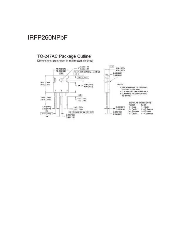 Alt view image 6 of 6 - IRFP260NPBF TO-247 NMOS MOS N-Channel Power MOSFET Transistor, High Dissipation and Current (Pack of 5pcs)