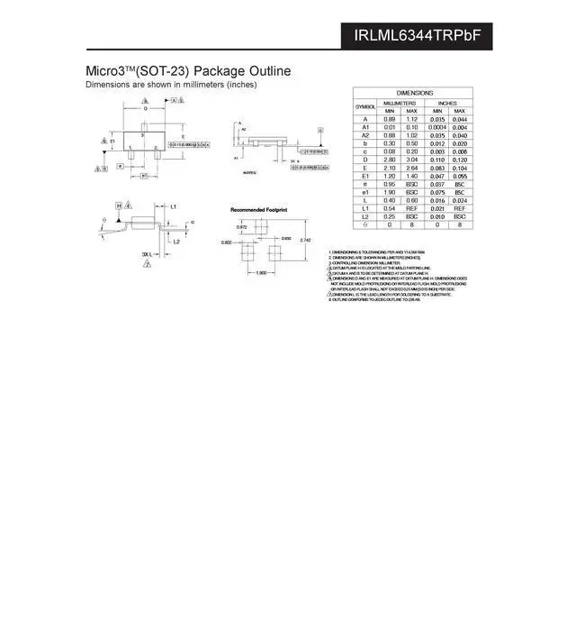 Alt view image 7 of 7 - IRLML6344TRPBF SOT-23 NMOS MOS N-Channel Power MOSFET Transistor, Surface Mounted Device (Pack of 20pcs)