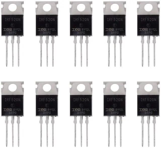 Main image of IRF520N MOSFET Transistors IRF520N 9.7 A 100 V N-Channel Power MOSFET TO-220AB (Pack of 10)