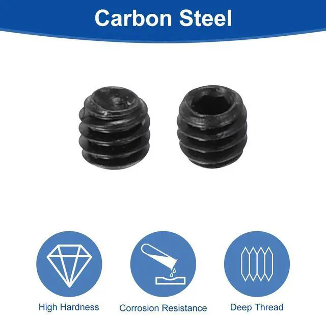 Alt view image 3 of 6 - Socket Set Screws,20Pcs M2x2mm Metric -Carbon Steel Hex Socket Set Headless Cup Point Grub Screws, for Repairing Compact Instruments, Machinery and Equipment (Black)