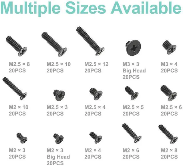 Alt view image 2 of 7 - 300Pcs Black Laptop Notebook Computer Replacement Screws Kit for Lenovo Toshiba Gateway Samsung HP IBM Dell Sony Acer Asus SSD Hard Disk SATA