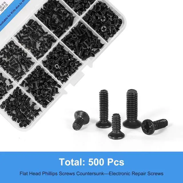 Alt view image 3 of 6 - 500pcs M2 M2.5 M3 Laptop Notebook Computer Replacement Screws Kit, PC Flat Head Phillips Screw Assortments, Countersunk SSD Electronic Repair Accessories for Sony DELL Samsung IBM HP Toshiba