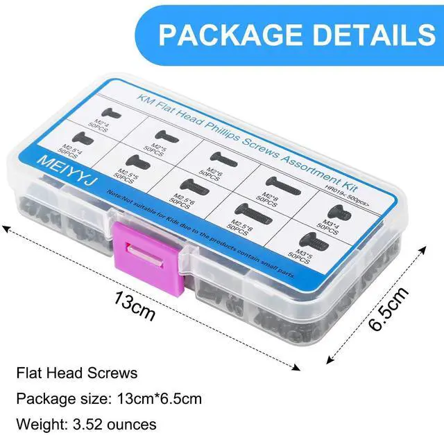 Alt view image 5 of 6 - 500pcs M2 M2.5 M3 Laptop Notebook Computer Replacement Screws Kit, PC Flat Head Phillips Screw Assortments, Countersunk SSD Electronic Repair Accessories for Sony DELL Samsung IBM HP Toshiba