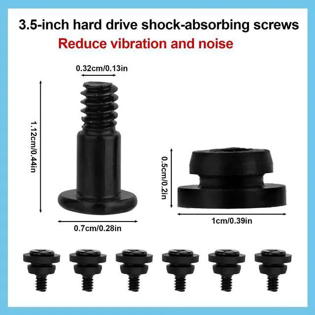Alt view image 2 of 7 - Hard Disk Drive Mounting Screws Kit, 20pcs 6#-32 PC Hard Drive Screws & 20pcs Shock Absorption Rubber Washers for 3.5 Inch HDD SSD Computer Repair Parts and Accessories