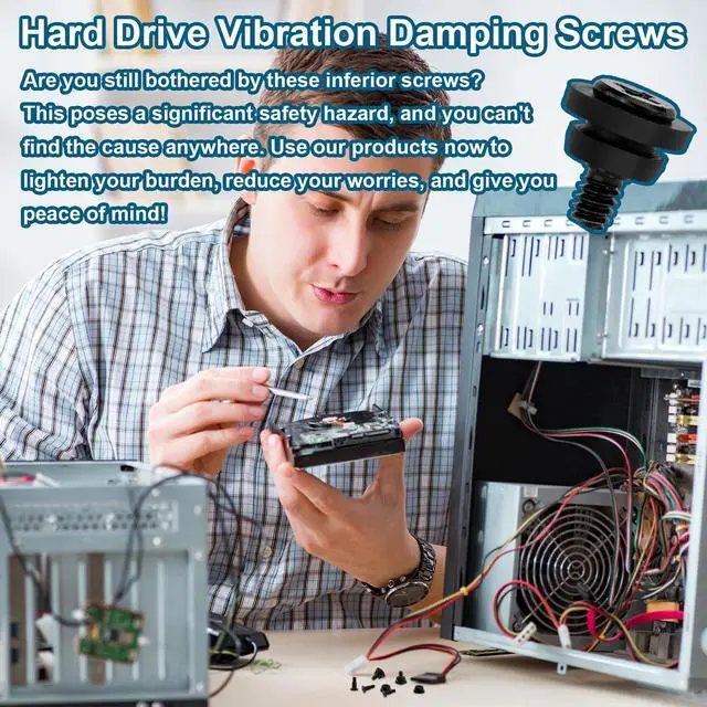 Alt view image 3 of 7 - Hard Disk Drive Mounting Screws Kit, 20pcs 6#-32 PC Hard Drive Screws & 20pcs Shock Absorption Rubber Washers for 3.5 Inch HDD SSD Computer Repair Parts and Accessories