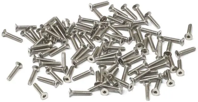 Alt view image 2 of 3 - 100 Pcs M2 x 10mm Thread Pitch 0.4 mm Stainless Steel 304 Hex Socket Flat Head Cap Screws Bolts Kit