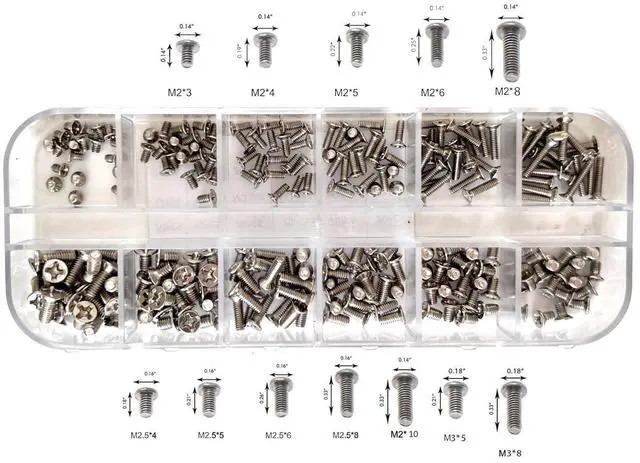 Main image of 240pcs 12 Sizes Laptop Screws Kit, Notebook Computer Replacement Screws Assortment Kit,M2 M2.5 M3, for Lenovo Toshiba Gateway Samsung HP IBM Dell Sony Acer Asus SSD Hard Disk SATA SSD M.2