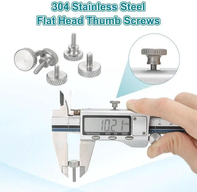 Alt view image 4 of 7 - 5pcs M2 x 8mm Vernier Caliper Screws, 304 Stainless Steel Flat Head Shoulder Thumb Screws Metric Diamond Knurled Head Bolts Grip Knobs Hand Tighten Thread Fasteners Position