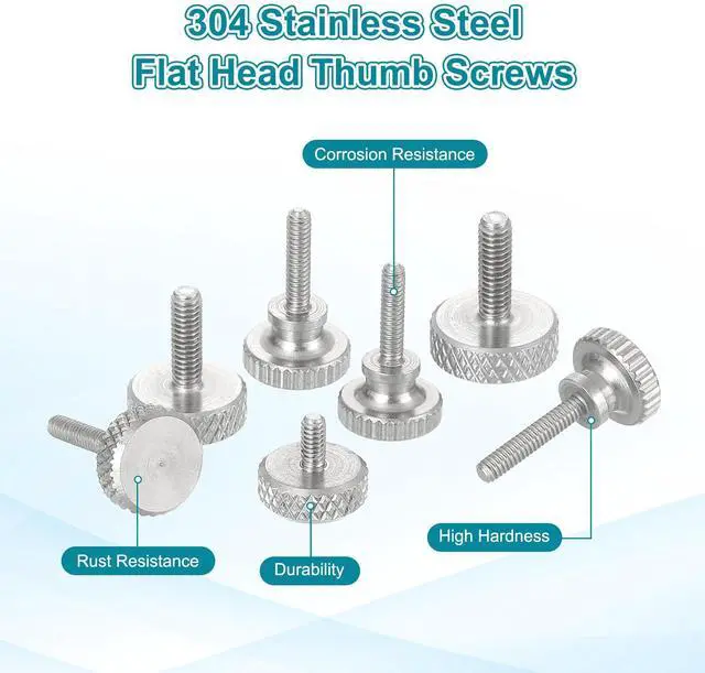 Alt view image 5 of 7 - 5pcs M2 x 8mm Vernier Caliper Screws, 304 Stainless Steel Flat Head Shoulder Thumb Screws Metric Diamond Knurled Head Bolts Grip Knobs Hand Tighten Thread Fasteners Position