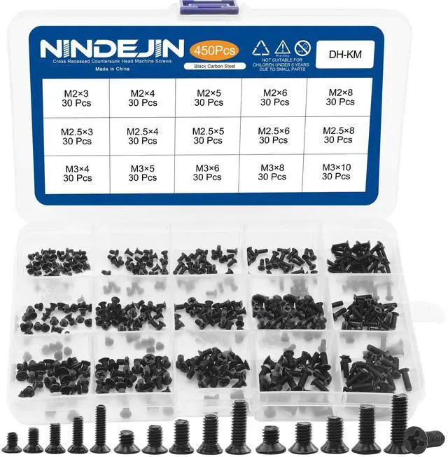 Main image of Laptop Computer Screw Kit, M2 M2.5 M3 Countersunk Flat Head Phillips Mini Screws Set, Replacement Part Electronic Repair Accessories