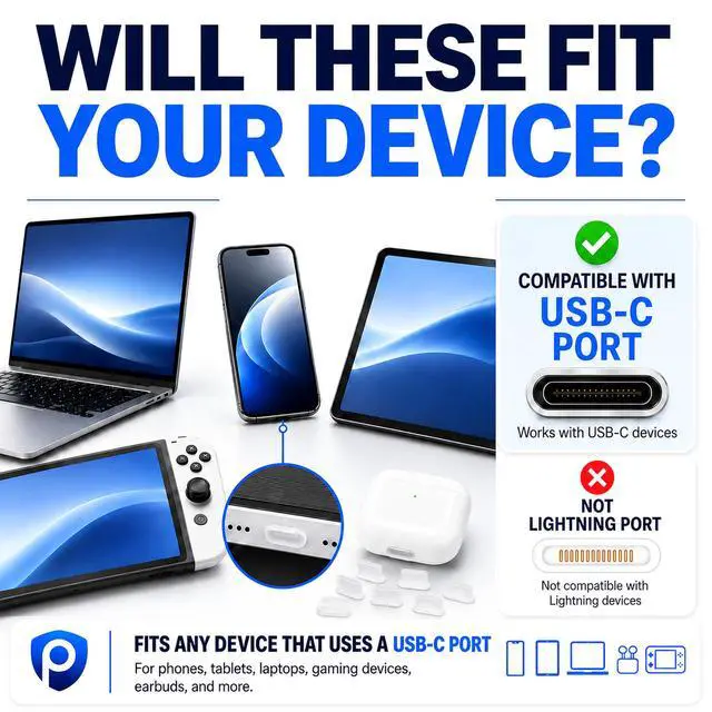 Alt view image 3 of 7 - USB C Dust Plugs Keep Charging Ports Clean for iPhone 15 16 17, Kindle, Samsung, Pixel, MacBook and Android Devices | 10 Pack Port Cover Set with Cleaning Brush (Clear)