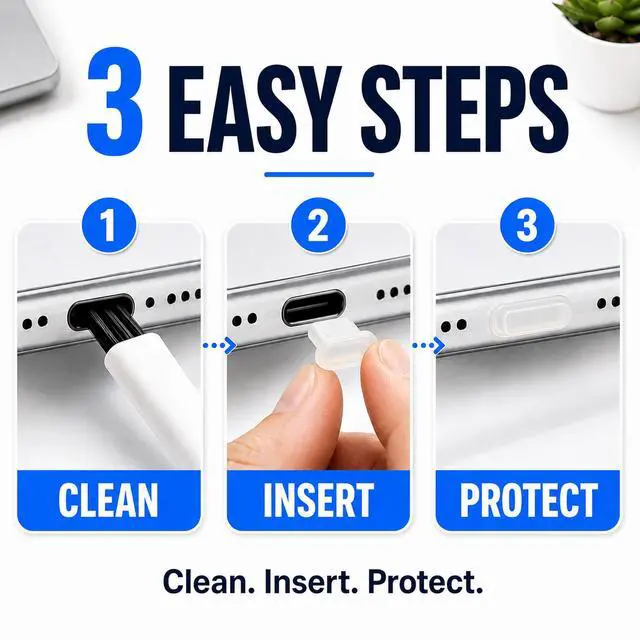 Alt view image 5 of 7 - USB C Dust Plugs Keep Charging Ports Clean for iPhone 15 16 17, Kindle, Samsung, Pixel, MacBook and Android Devices | 10 Pack Port Cover Set with Cleaning Brush (Clear)