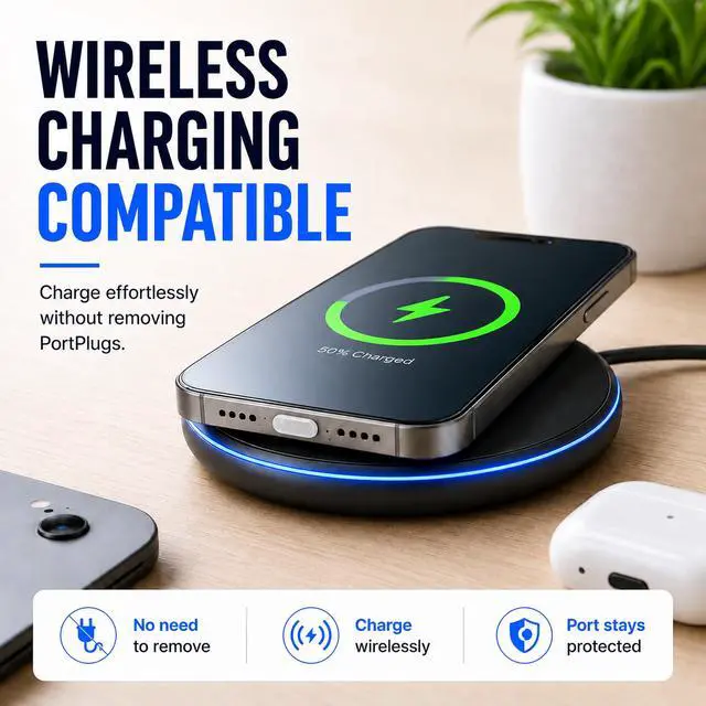 Alt view image 7 of 7 - USB C Dust Plugs Keep Charging Ports Clean for iPhone 15 16 17, Kindle, Samsung, Pixel, MacBook and Android Devices | 10 Pack Port Cover Set with Cleaning Brush (Clear)