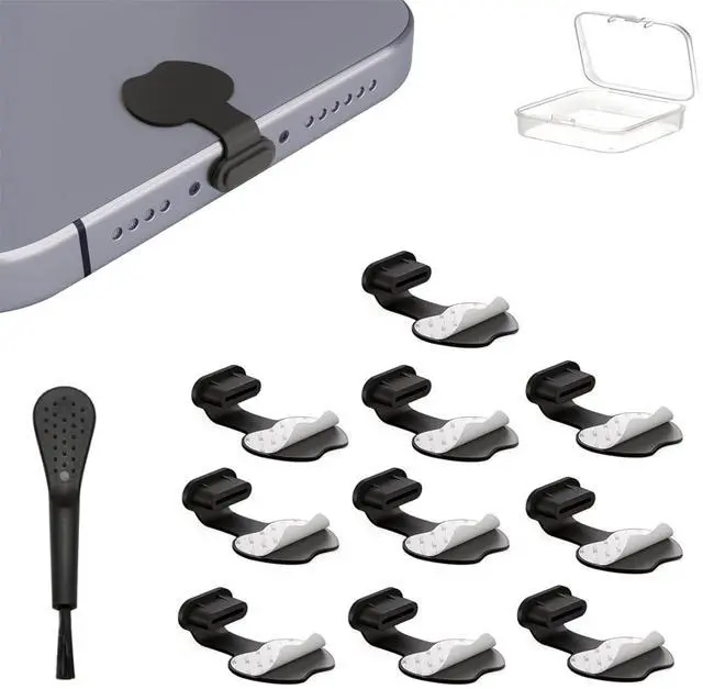 Main image of USB C Dust Plug 10 Pack USB Type C Anti Dust Cover USB C Dust Caps Port Anti-Lost Charging Port Protectors for Tablets iPhone 17/16/15 Plus Pro Max Samsung (TypeC dust Cover/Black)