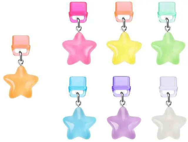 Main image of Kindle Dust Plug Charm,7 Pack Cute Bookish Cat Bear Star Glow in the Dark Charms Compatible with Kindle Paperwhite 2021 Released,Type C/USB C Dust Plug Port Cover Accessories for IPhone Gift (Star)