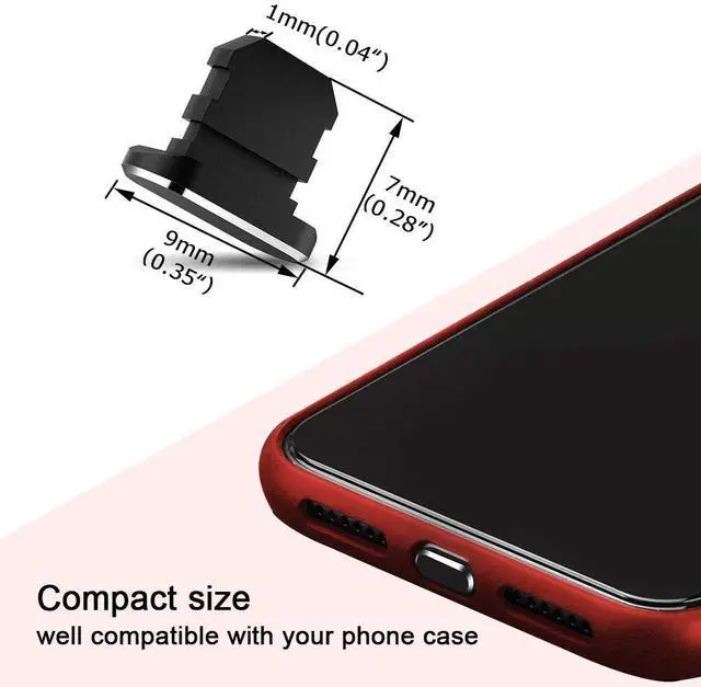 Alt view image 2 of 7 - Metal Anti Dust Plug Compatible with iPhone 14 13 12 11 X XS XR 8 7 SE Mini Plus Pro Max iPad AirPods, 2 Pack Lightning Charging Port Cover Protectors with Plug Holder and Storage Box (Black)