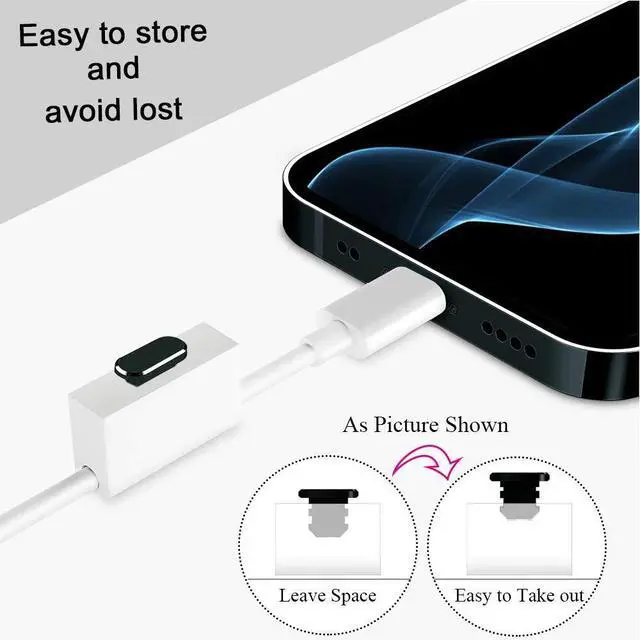 Alt view image 6 of 7 - Metal Anti Dust Plug Compatible with iPhone 14 13 12 11 X XS XR 8 7 SE Mini Plus Pro Max iPad AirPods, 2 Pack Lightning Charging Port Cover Protectors with Plug Holder and Storage Box (Black)