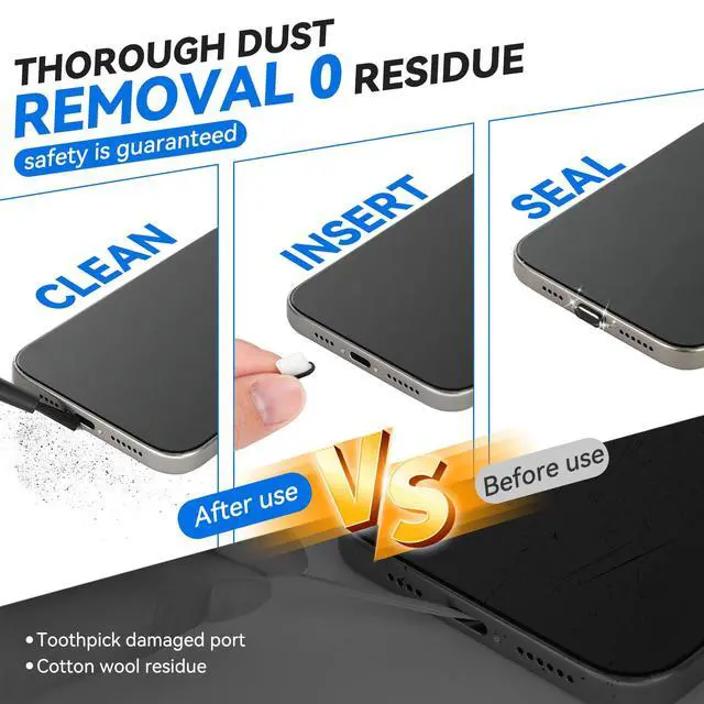 Alt view image 6 of 7 - USB C Dust Plug & Speaker Dust Mesh, Joremx 4 Pack Type C Charging Port Covers for iPhone 17/17 Pro/16/16 Plus/16 Pro/16 Pro Max/15/15 Pro Max, Anti-Dust Phone Accessories (Black)