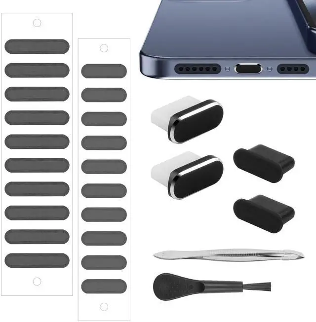 Main image of USB C Dust Plug for iPhone 15 16 17 Series, USB C Port Cover Phone Speaker Cover, Phone Charging Port Cleaner for Samsung Galaxy S23, S22 Ultra S21 FE S20, Note 20 and All Type-C Devices