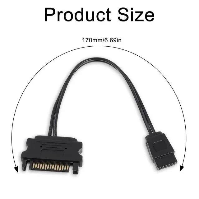 Alt view image 2 of 7 - SATA Power Adapter, 15 Pin Male SATA Power to 6 Pin SATAs Slimline PowerAdapter Cable for Optical Drive, CD DVD Drive, CD-ROM Drives 6.7inch/17cm