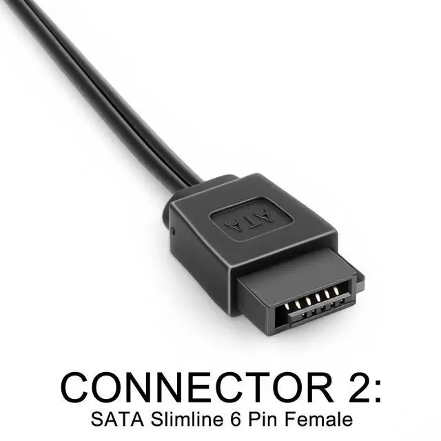 Alt view image 3 of 7 - SATA Power Adapter, 15 Pin Male SATA Power to 6 Pin SATAs Slimline PowerAdapter Cable for Optical Drive, CD DVD Drive, CD-ROM Drives 6.7inch/17cm