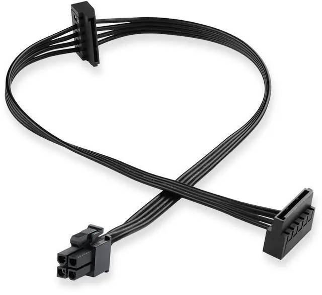 Main image of ATX 4PIN to Dual SATA 15 PIN Adapter Extension Cable for Mechanical HDDs SSDs DVD/CD-ROMs (17.9 in./45.5 cm)