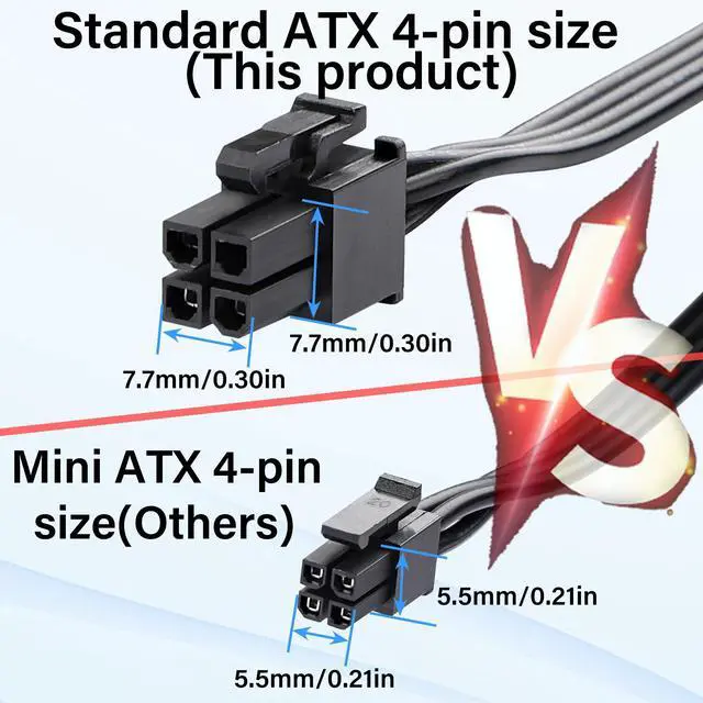 Alt view image 2 of 7 - ATX 4PIN to Dual SATA 15 PIN Adapter Extension Cable for Mechanical HDDs SSDs DVD/CD-ROMs (17.9 in./45.5 cm)